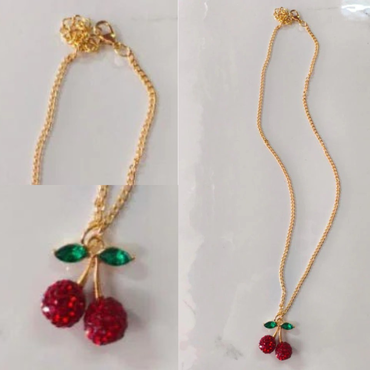 Cadena de cereza, Collar de cereza, Joyería de cereza, Joyería de Moda