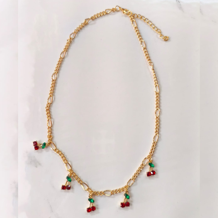Cadena de cereza, Collar de cereza, Joyería de cereza, Joyería de Moda