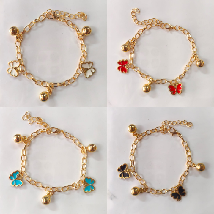 Pulsera Diseño de Mariposa, Pulsera con colgante, Blanco, Rojo, Celeste, Negro