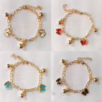 Pulsera Diseño de Mariposa, Pulsera con colgante, Blanco, Rojo, Celeste, Negro