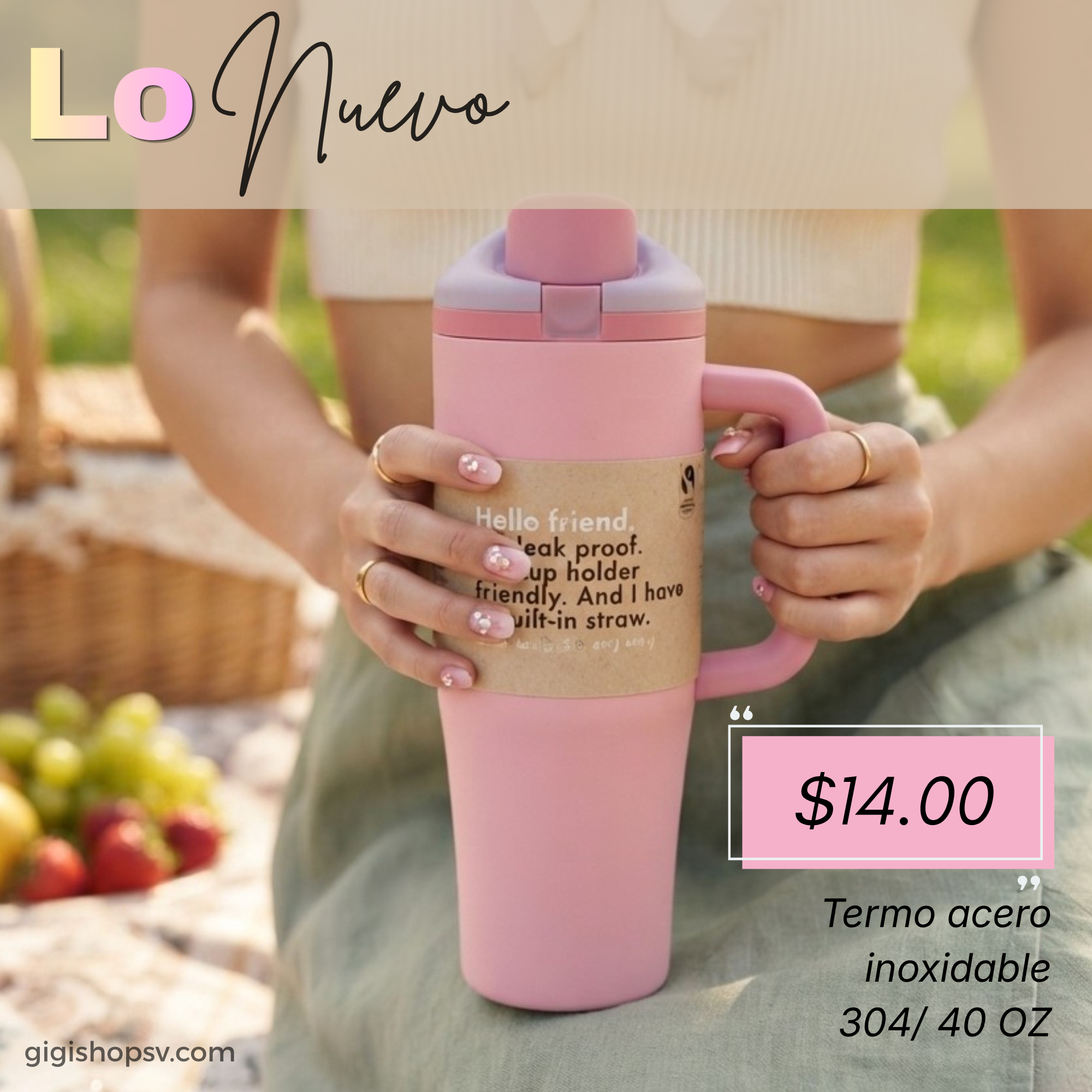 Taza térmica, acero inoxidable 40oz