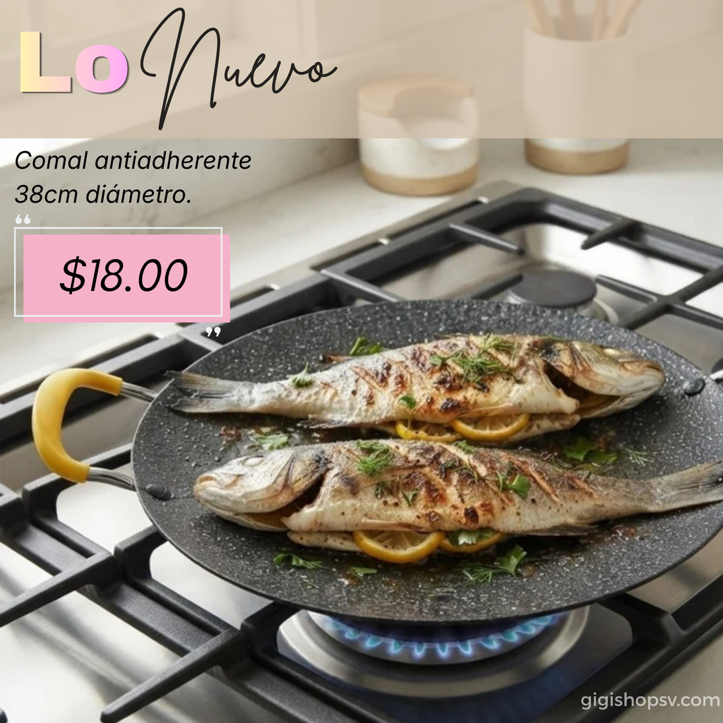 Comal antiadherente 38cm, con efecto granito
