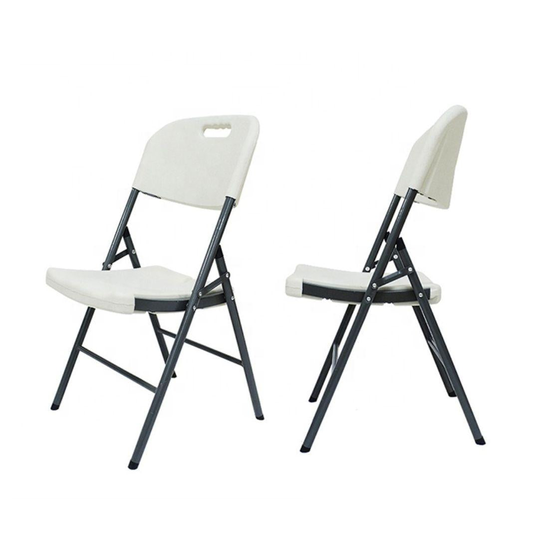 SILLA PLEGABLE METAL-PLASTICO BLANCO ESTRUCTURA GRIS OSCURO