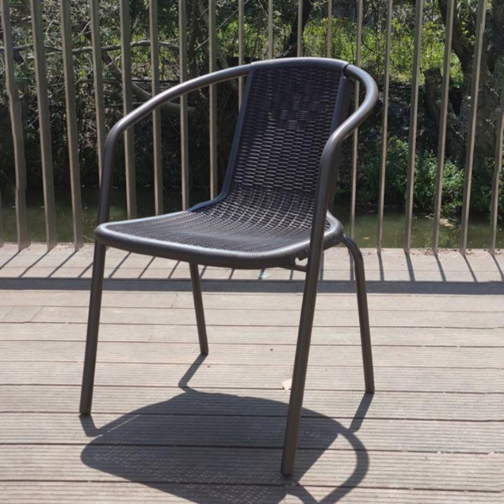 Silla de Plástico para Jardín, Muebles de Exterior, Silla con Reposabrazos