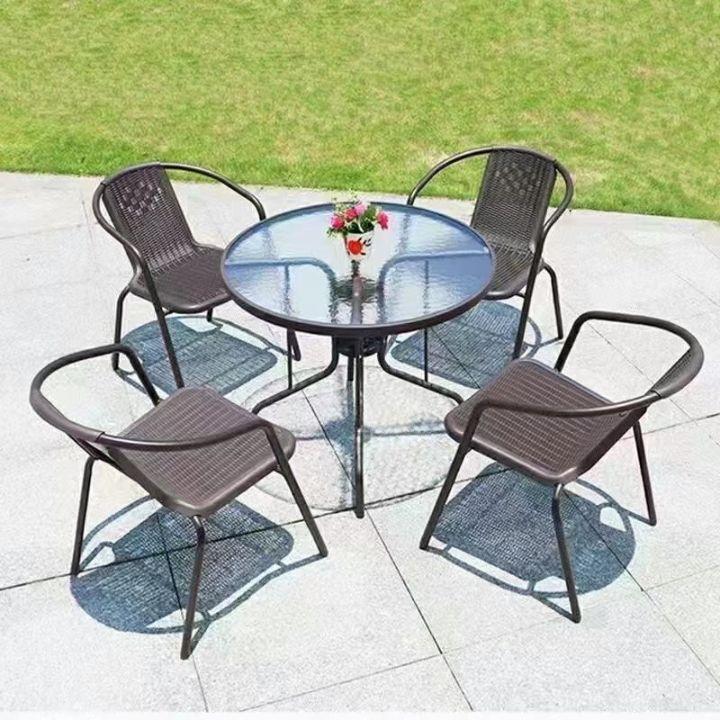 Silla de Plástico para Jardín, Muebles de Exterior, Silla con Reposabrazos