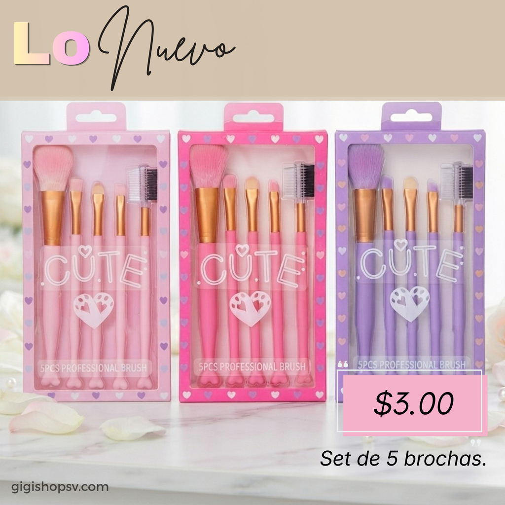 Set de brochas, cute de 5 piezas