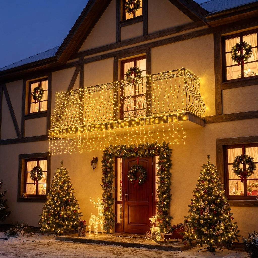 Cortina de luces LED luz amarilla - 3x2 metros