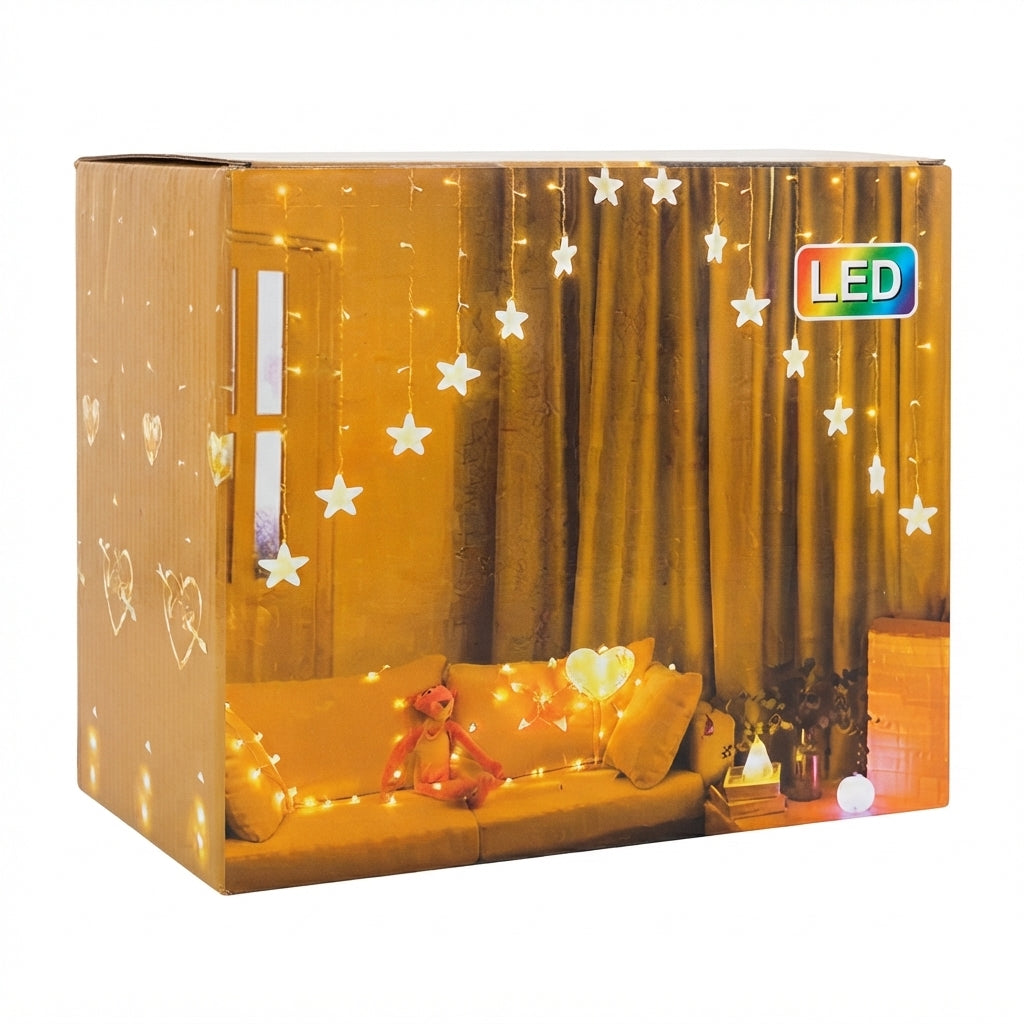 Cortina LED de estrellas colgantes 3x3m