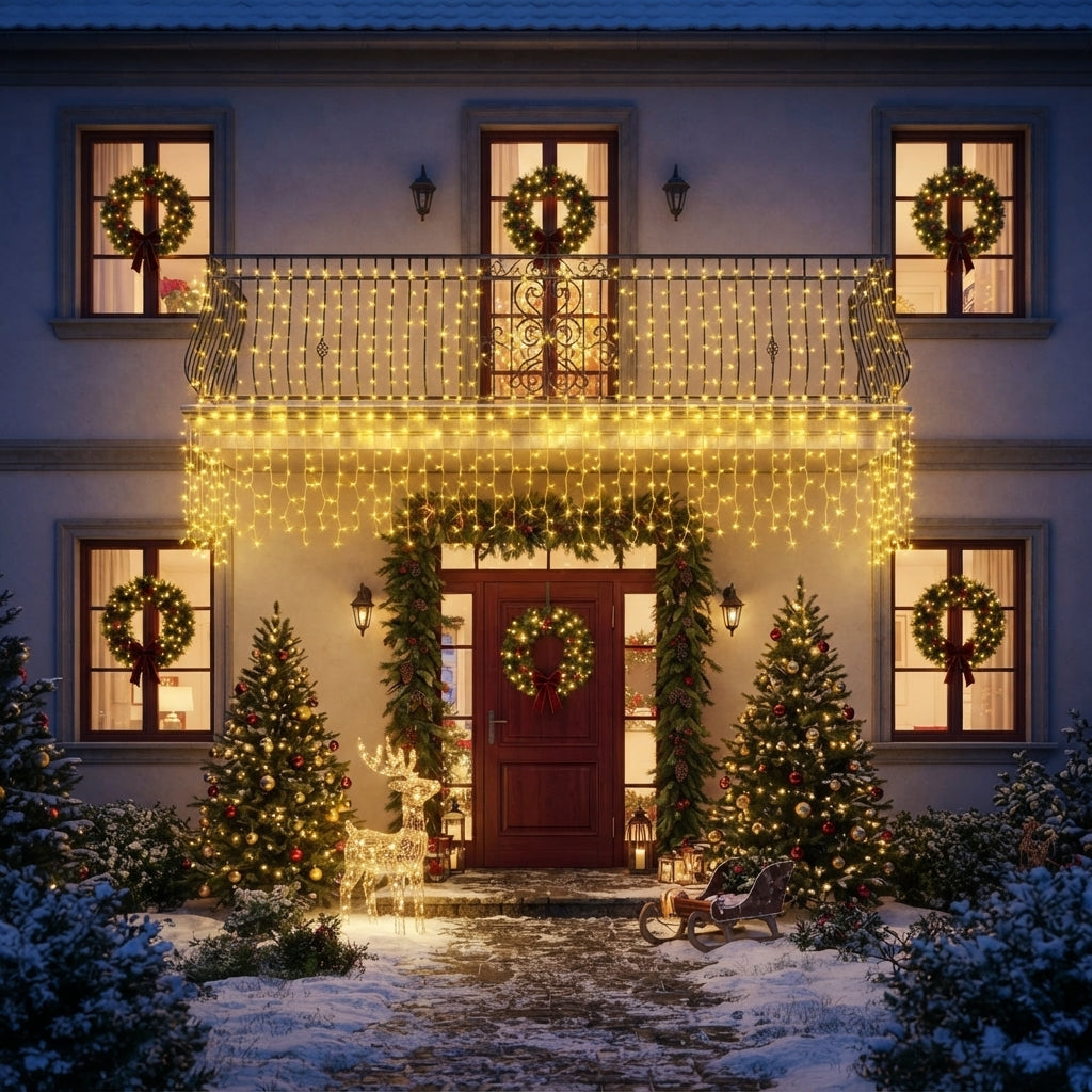 Cortina de luces LED luz amarilla - 3x2.1 metros
