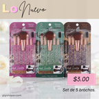 Set de 5 brochas, makeup con cristales