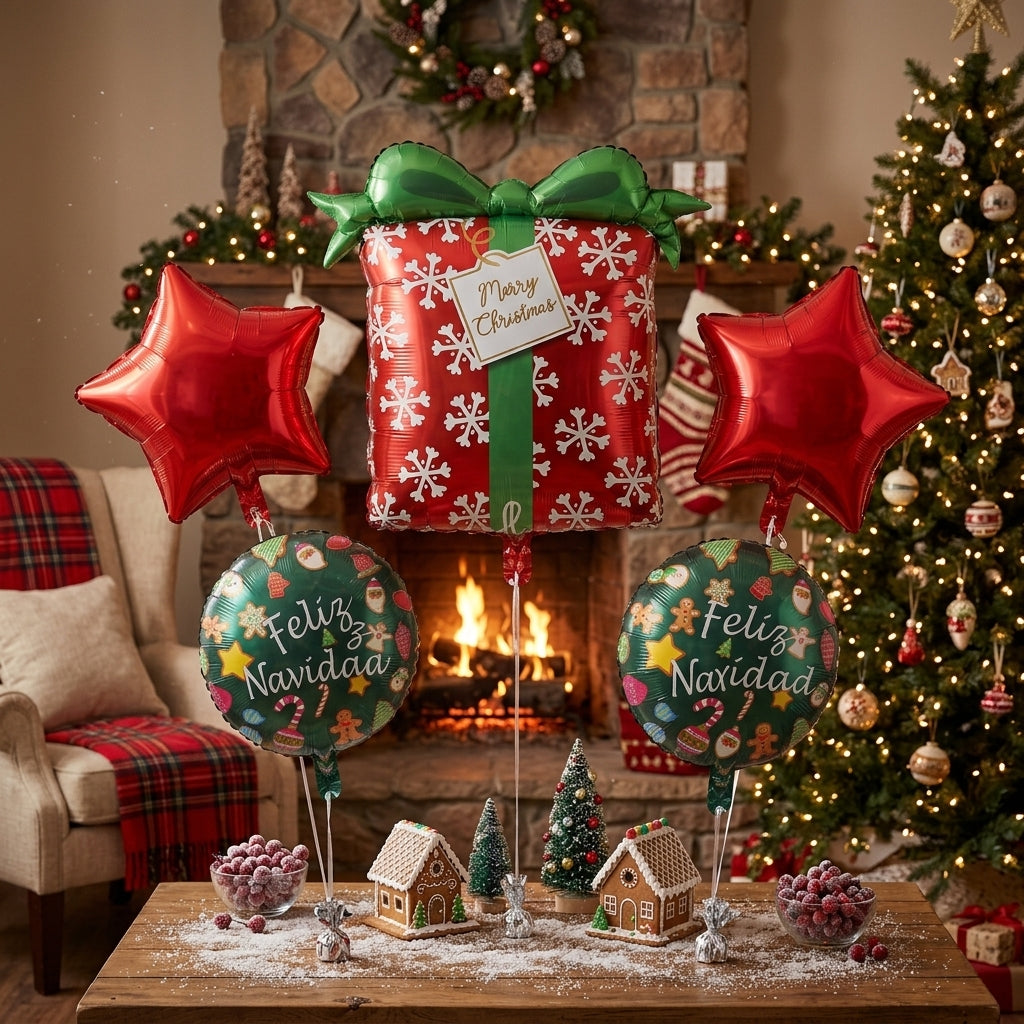 Set de 5 globos navideños