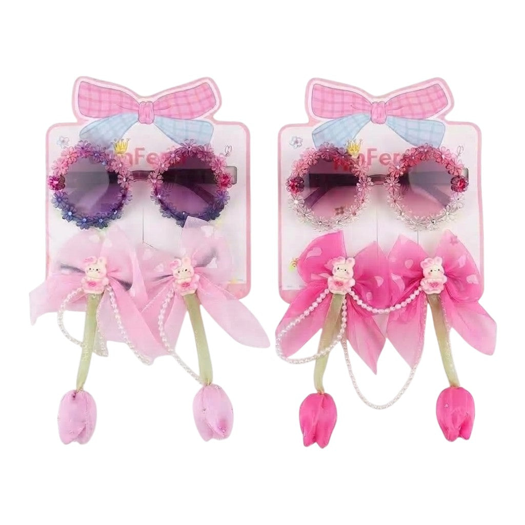 Set de gafas de sol y lazos florales para niña