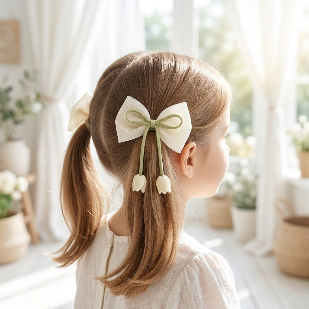 Pinza con lazo para el cabello, detalle tulipán
