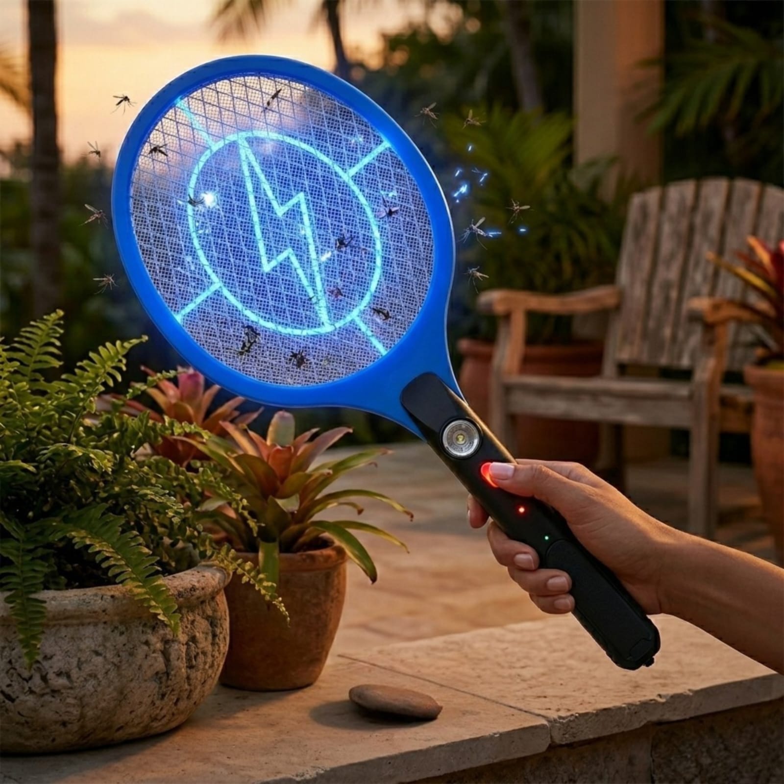 Raqueta elimina mosquitos recargable