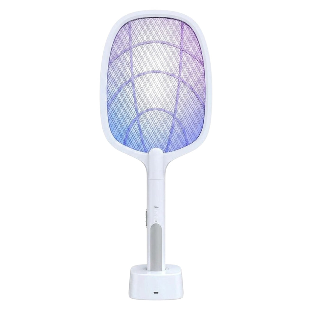Raqueta elimina mosquitos recargable con base