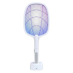 Raqueta elimina mosquitos recargable con base