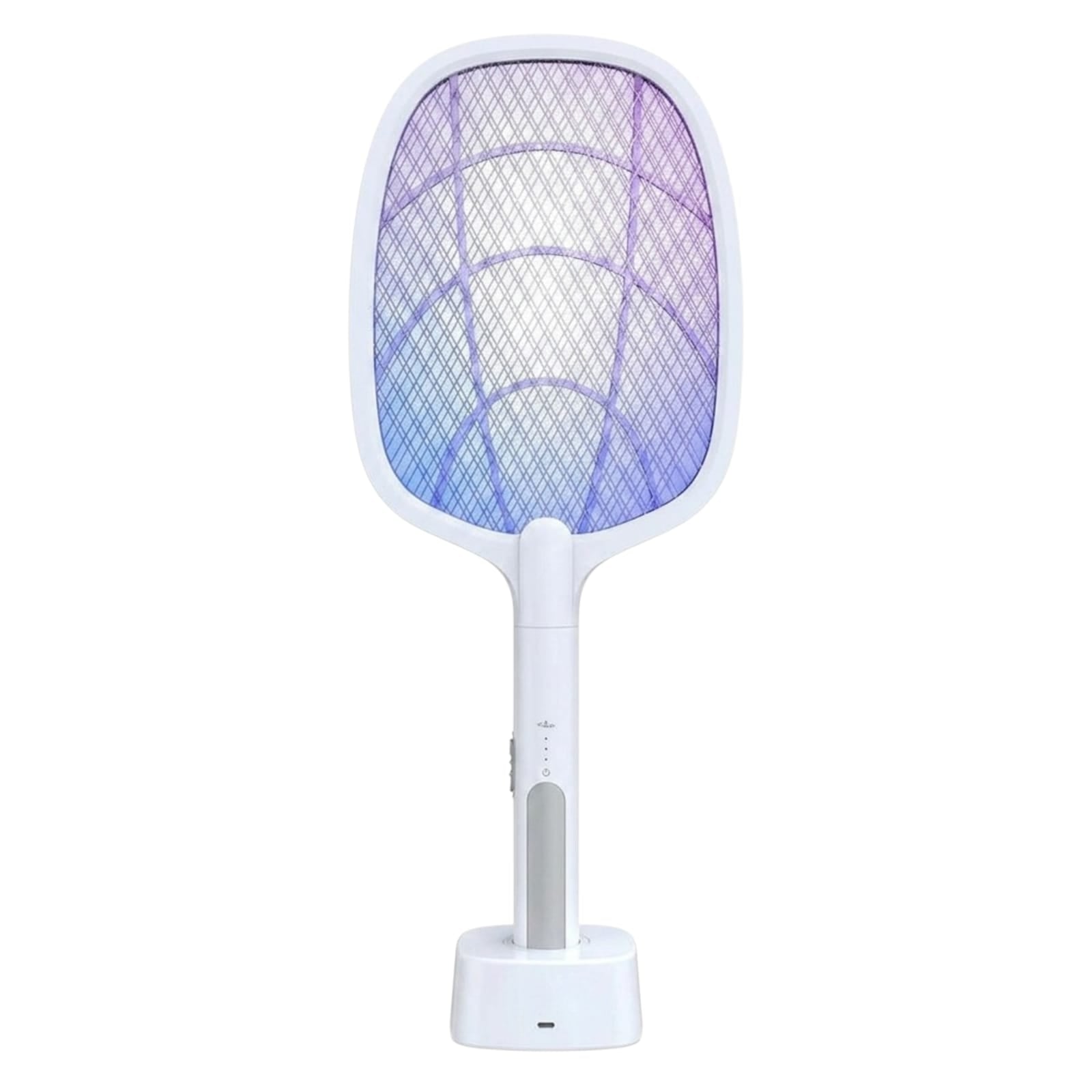 Raqueta elimina mosquitos recargable con base