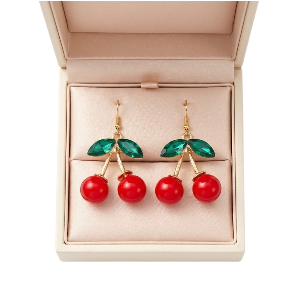 Aretes de Cereza, Aretes con colgantes, Pendientes, Joyería de Moda