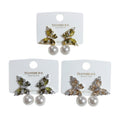 Aretes, diseño mariposa y perla, pin plata 925