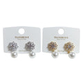 Aretes, diseño copo y perla, pin plata 925
