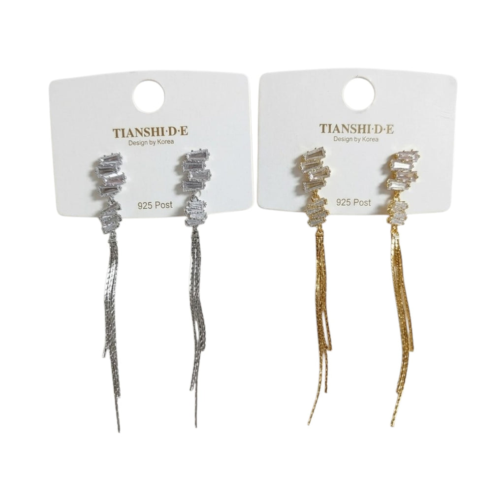 Aretes largos, diseño minimalista, pin plata 925