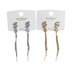 Aretes largos, diseño minimalista, pin plata 925