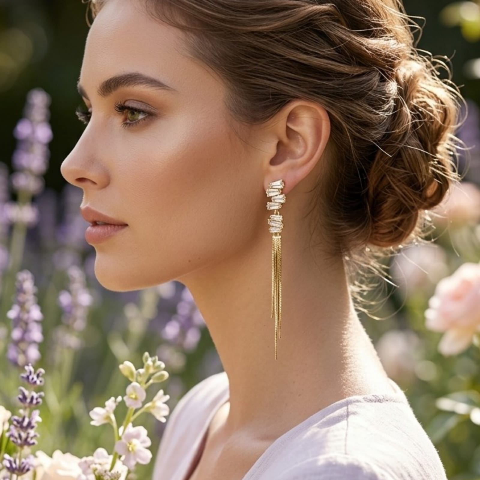 Aretes largos, diseño minimalista, pin plata 925