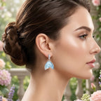 Aretes, diseño cola de sirena, pin plata 925