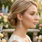 Aretes, diseño de luna y estrella, pin plata 925