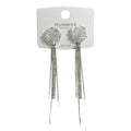 Aretes largos, diseño floral, pin plata 925