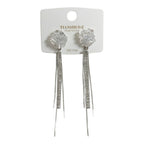Aretes largos, diseño floral, pin plata 925