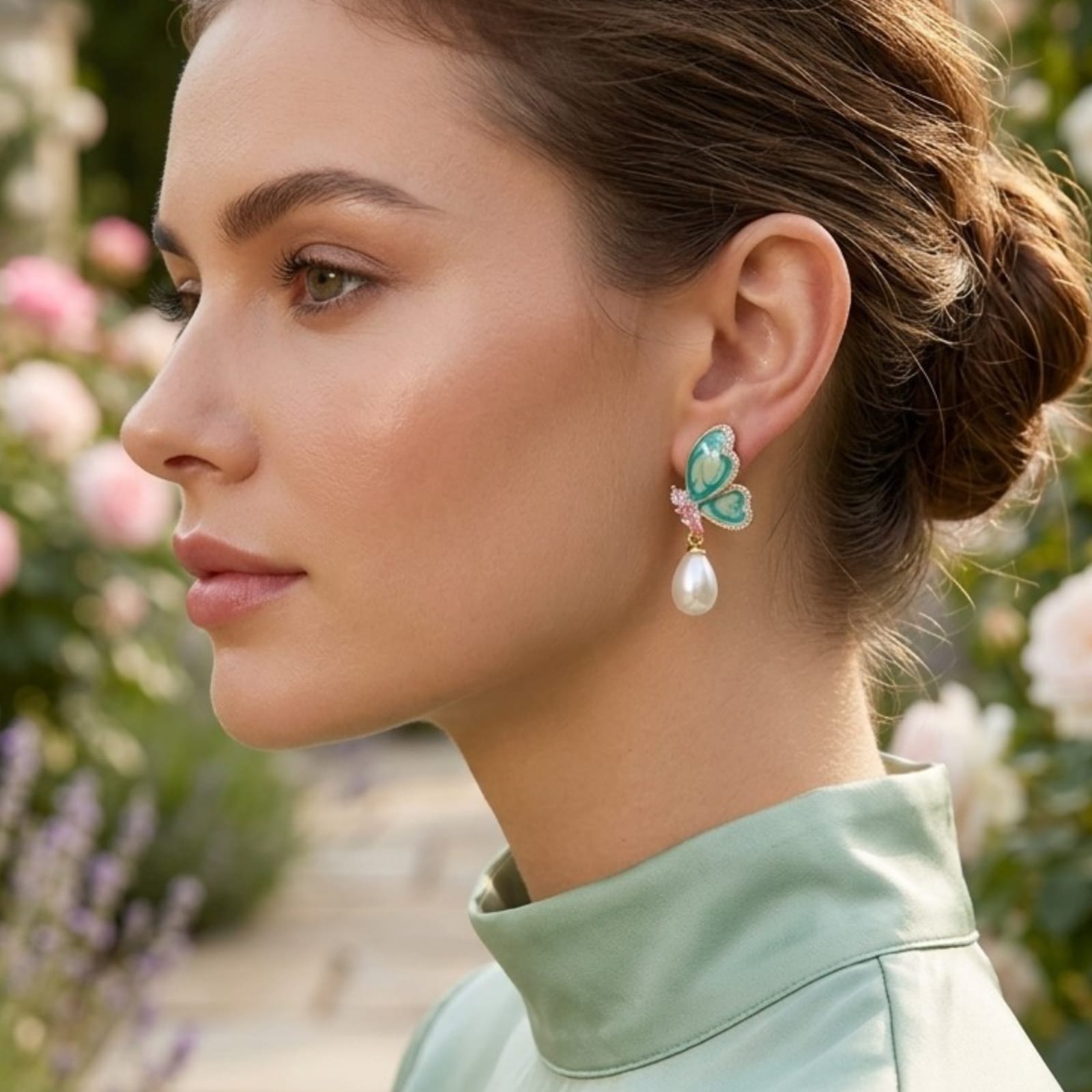 Arete, estilo mariposa, pin plata 925