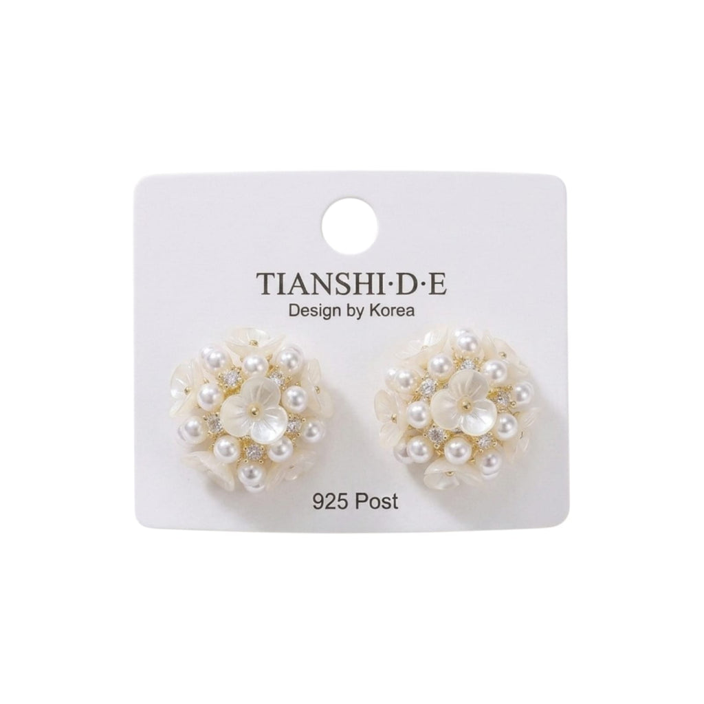 Aretes, diseño floral, pin plata 925