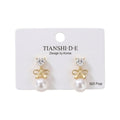 Aretes, estilo lazo con perla, pin plata 925