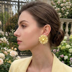 Aretes, diseño floral margarita, pin plata 925