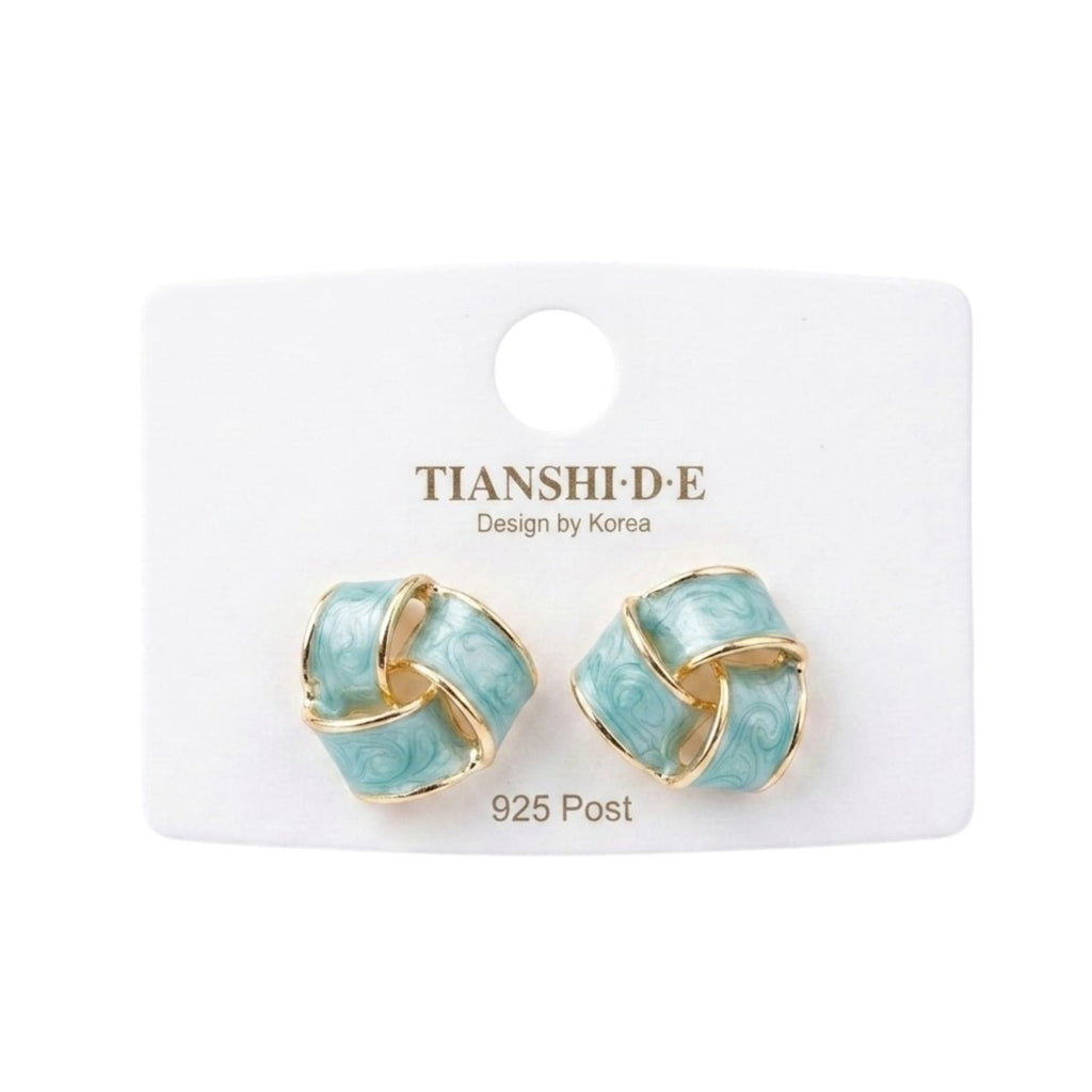 Aretes, estilo triangulo entrelazado, pin plata 925