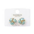 Aretes, estilo triangulo entrelazado, pin plata 925