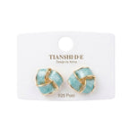 Aretes, estilo triangulo entrelazado, pin plata 925