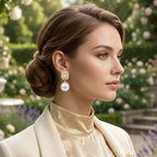 Aretes, estilo rectangular con perla, pin plata 925