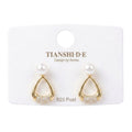 Aretes, estilo triangular con perla, pin plata 925