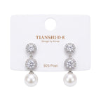 Aretes largos, estilo elegante, pin plata 925