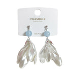 Aretes, diseño pétalos, pin plata 925