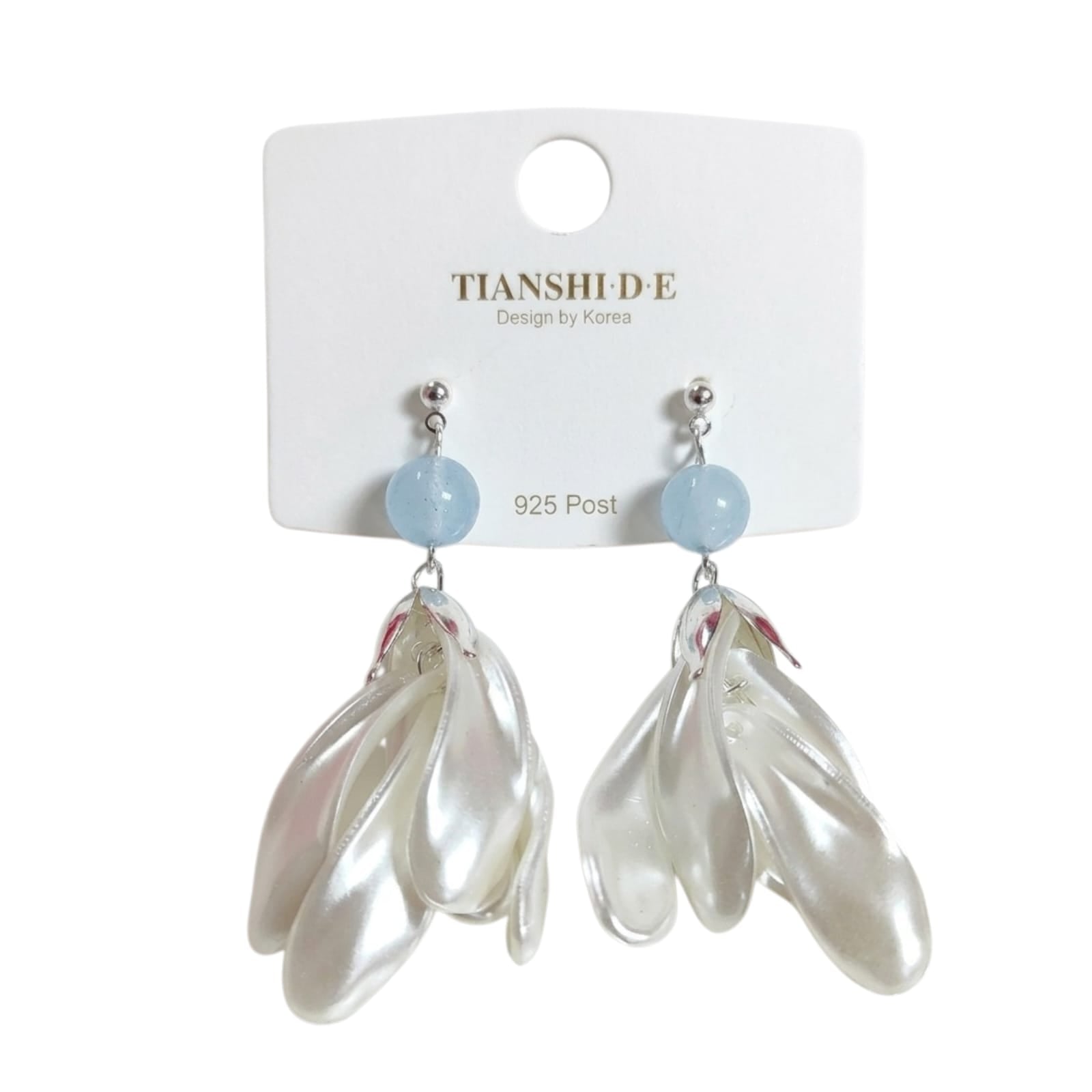 Aretes, diseño pétalos, pin plata 925