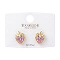 Aretes, estilo fresa, pin plata 925