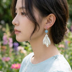 Aretes, diseño pétalos, pin plata 925
