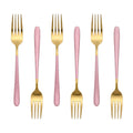 Set de tenedores / 6 piezas, color oro y rosa bebe