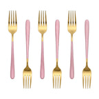 Set de tenedores / 6 piezas, color oro y rosa bebe