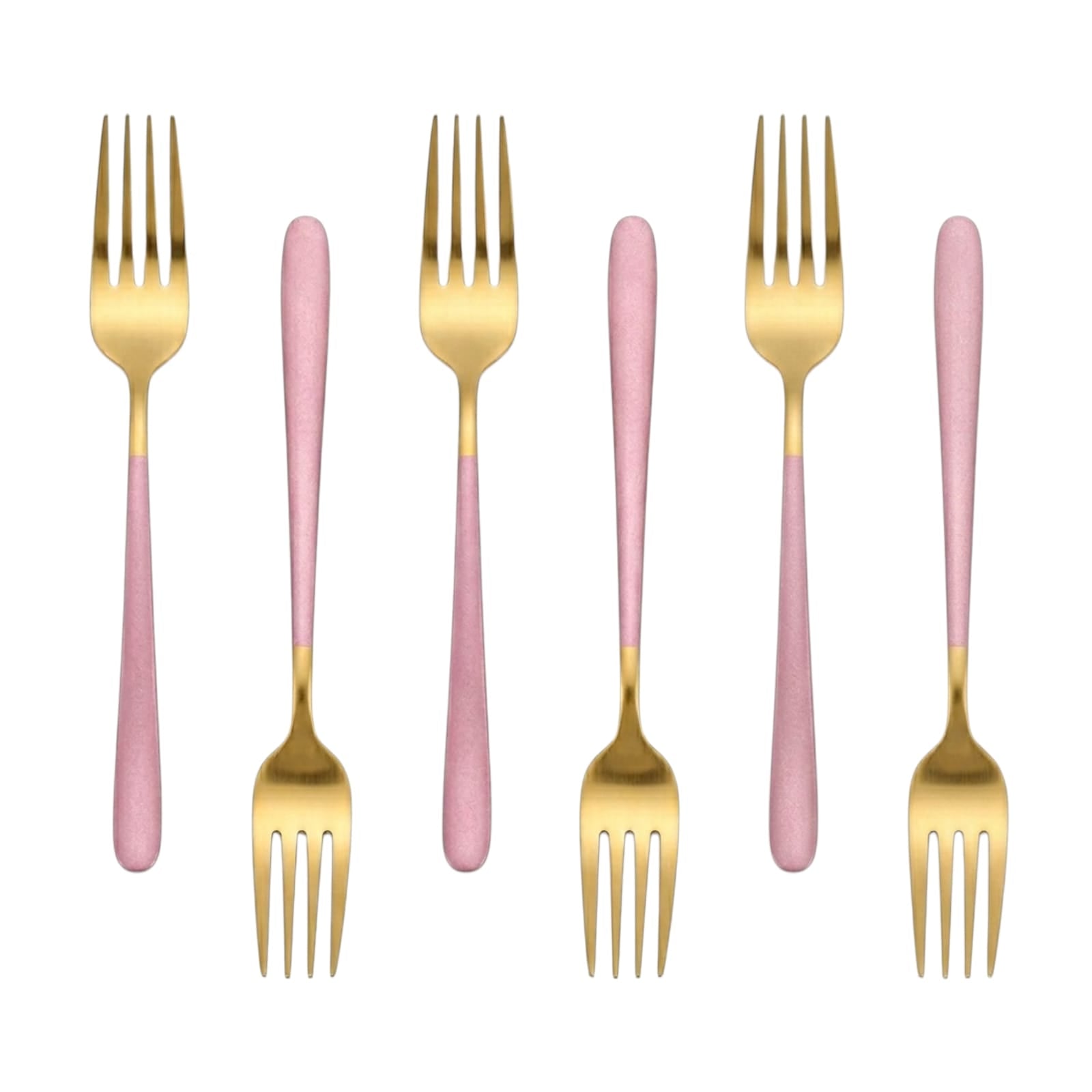Set de tenedores / 6 piezas, color oro y rosa bebe