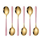 Set de cucharas / 6 piezas, color oro y rosa bebe
