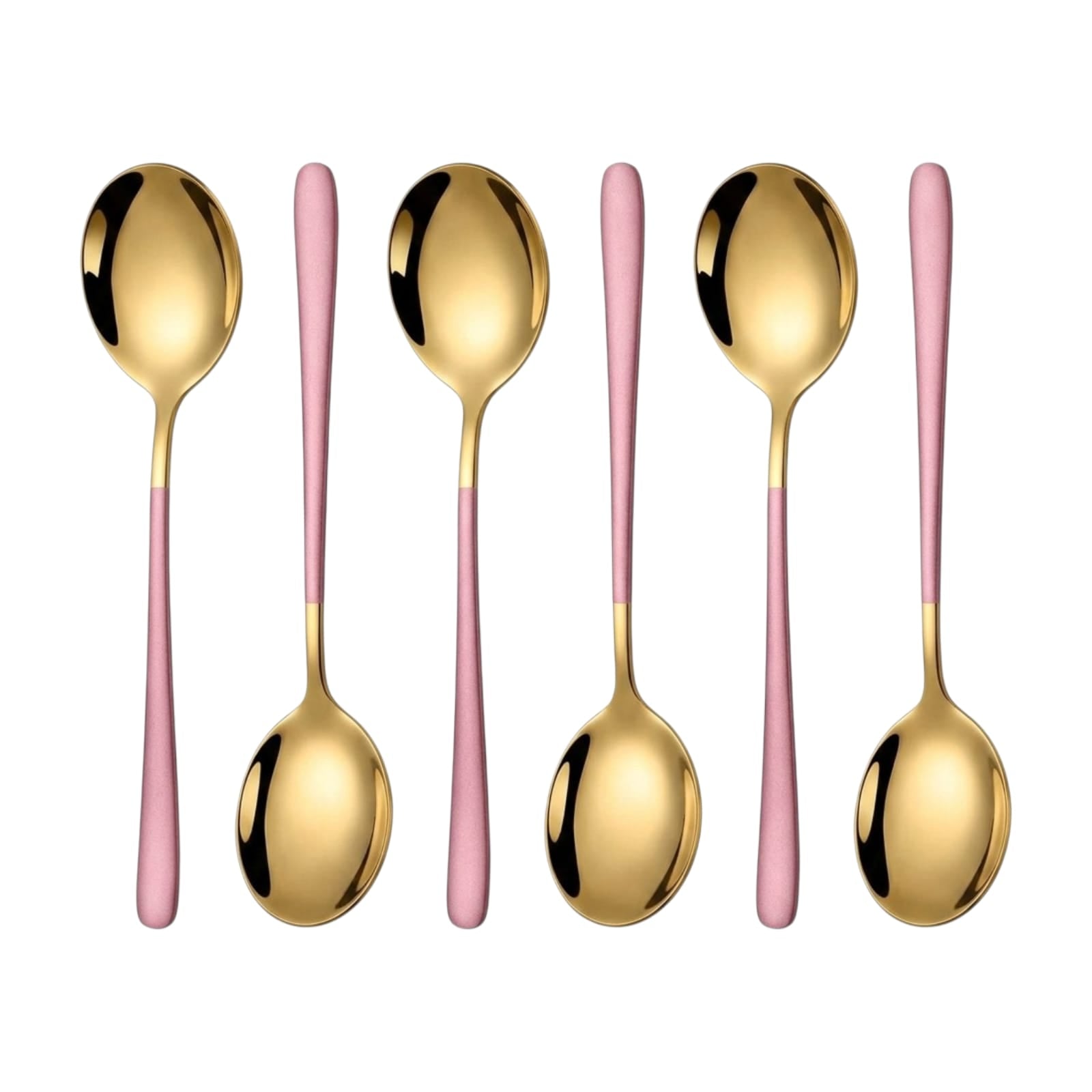 Set de cucharas / 6 piezas, color oro y rosa bebe